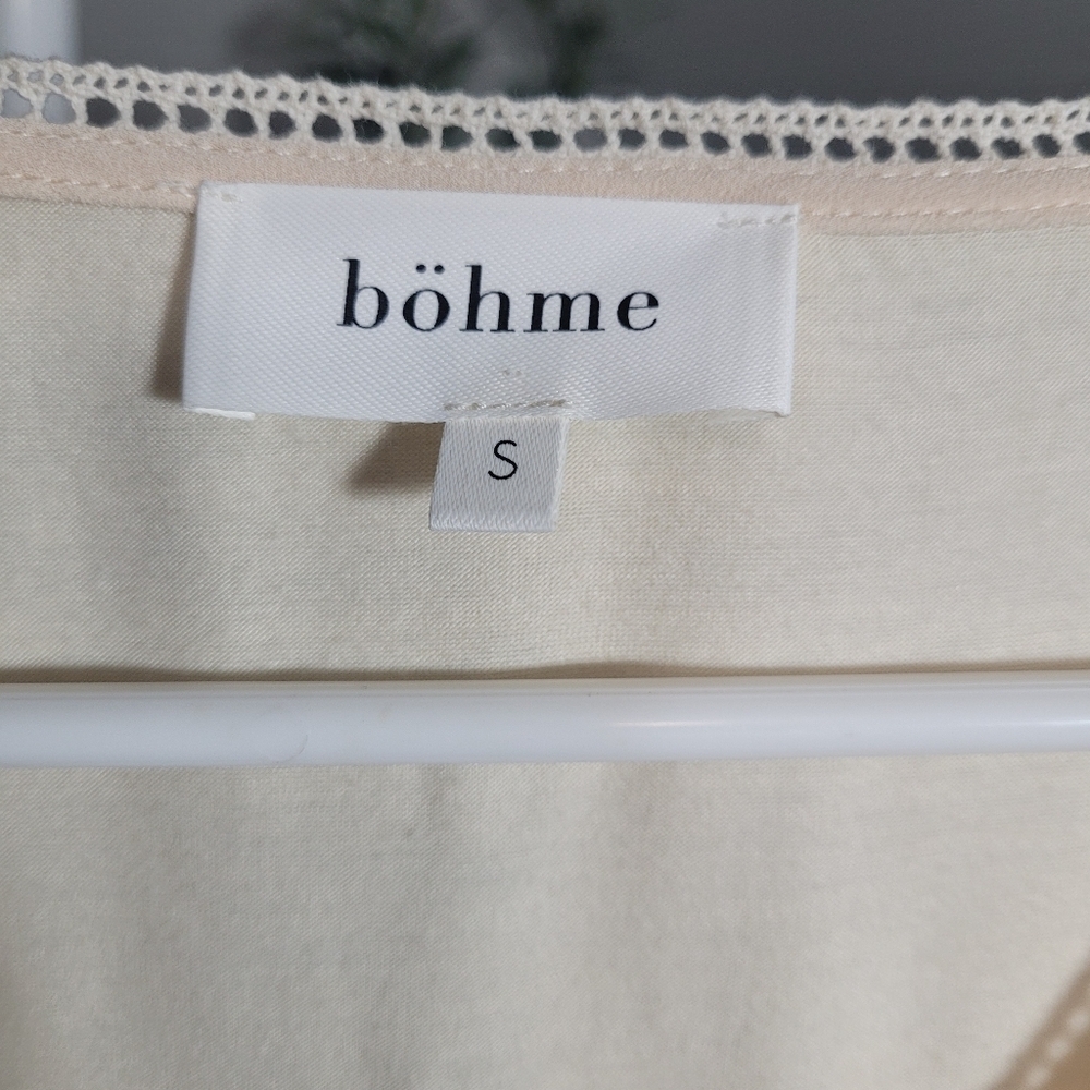Anthropologie Bohme Embroidered Floral Button Down Sheer Sleeves Small Boho - Picture 7 of 8